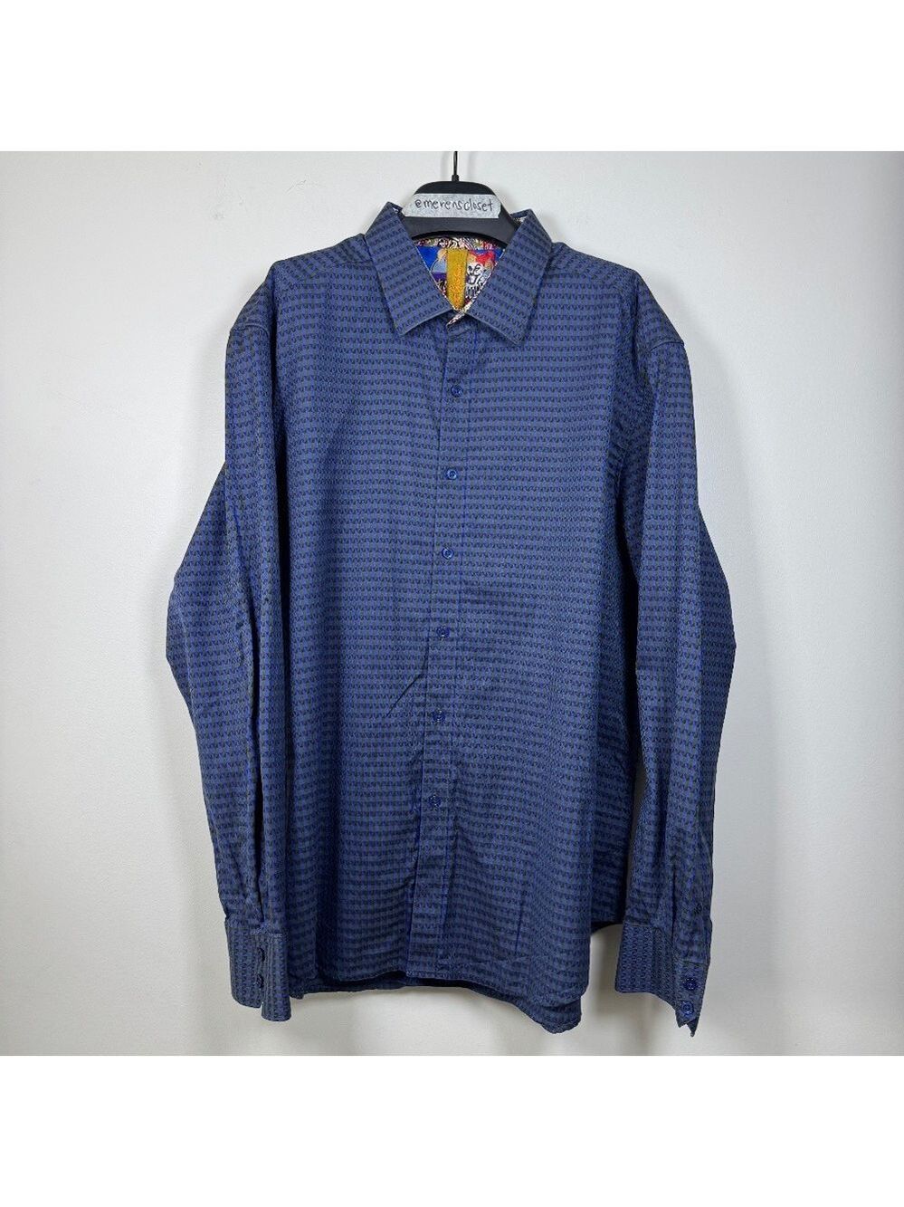 Robert Graham Blue Patterned Casual Button Down Shirt 3XL